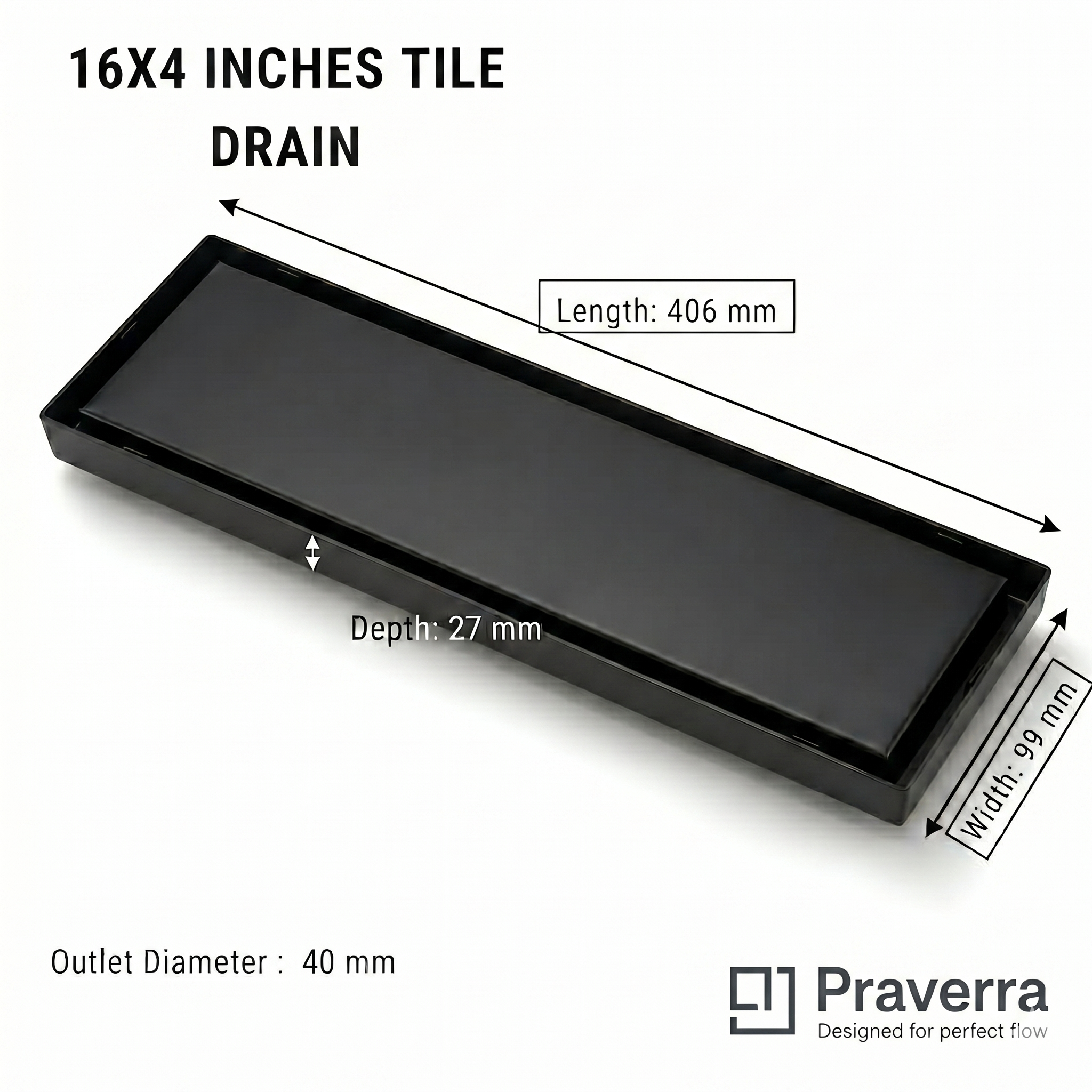 Praverra Tile Drainer Black view 3